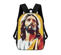 sinyumoney 3D Printing Jesus Christ Portrait Children School Backpacks Boys Bookbags Big Capacity Bookbag Travel Backpack Daypacks 17inch