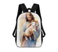 sinyumoney 3D Printing Jesus Christ - The Good Shepherd Children School Backpacks Boys Bookbags Big Capacity Bookbag Travel Backpack Daypacks 17inch