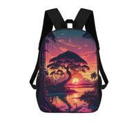 sinyumoney 3D Printing Jungle Sunset Reflections Children School Backpacks Boys Bookbags Big Capacity Bookbag Travel Backpack Daypacks 17inch