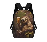sinyumoney 3D Printing Kids Backpack Beer Drinking Sloth Daypacks Book Bag Fashion Book Bag Casual Daypacks for School Boys And Girls 17inch