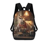 sinyumoney 3D Printing Kids Backpack Bull Cooking Kitchen Funny Daypacks Book Bag Fashion Book Bag Casual Daypacks for School Boys And Girls 17inch