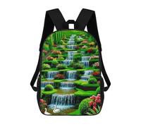 sinyumoney 3D Printing Kids Backpack Cascading Waterfall Garden with Swans Daypacks Book Bag Fashion Book Bag Casual Daypacks for School Boys And Girls 17inch