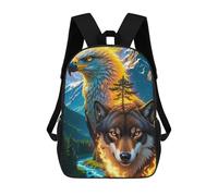 sinyumoney 3D Printing Kids Backpack Eagle Wolf Mountain Landscape Daypacks Book Bag Fashion Book Bag Casual Daypacks for School Boys And Girls 17inch