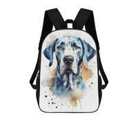 sinyumoney 3D Printing Kids Backpack Great Dane Watercolor Daypacks Book Bag Fashion Book Bag Casual Daypacks for School Boys And Girls 17inch