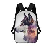 sinyumoney 3D Printing Kids Backpack Husky Forest Dog Daypacks Book Bag Fashion Book Bag Casual Daypacks for School Boys And Girls 17inch