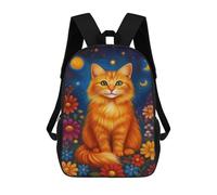 sinyumoney 3D Printing Kids Backpack Magical Night Garden Cat Daypacks Book Bag Fashion Book Bag Casual Daypacks for School Boys And Girls 17inch