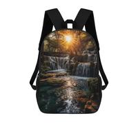 sinyumoney 3D Printing Kids Backpack Nature Waterfall in Suset Daypacks Book Bag Fashion Book Bag Casual Daypacks for School Boys And Girls 17inch