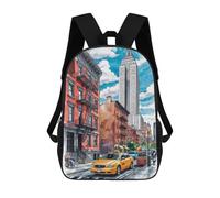 sinyumoney 3D Printing Kids Backpack NYC Street Scene with Empire State Building Daypacks Book Bag Fashion Book Bag Casual Daypacks for School Boys And Girls 17inch