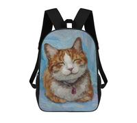 sinyumoney 3D Printing Kids Backpack Smiling Cat Meme Blue Daypacks Book Bag Fashion Book Bag Casual Daypacks for School Boys And Girls 17inch