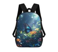sinyumoney 3D Printing Kids Backpack Tropical Blue Butterfly Daypacks Book Bag Fashion Book Bag Casual Daypacks for School Boys And Girls 17inch