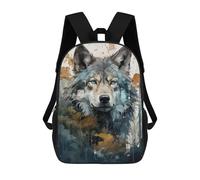 sinyumoney 3D Printing Kids Backpack Wolf Blue Eyes Daypacks Book Bag Fashion Book Bag Casual Daypacks for School Boys And Girls 17inch