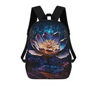 sinyumoney 3D Printing Lotus Flower Magic Children 17 Inch School Backpacks Boys Bookbags Big Capacity Bookbag Travel Backpack Daypacks