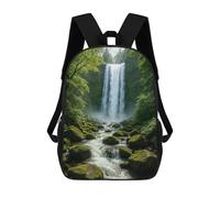 sinyumoney 3D Printing Lush Waterfall Scene Children 17 Inch School Backpacks Boys Bookbags Big Capacity Bookbag Travel Backpack Daypacks