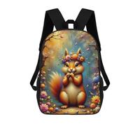 sinyumoney 3D Printing Magical Forest Squirrel Children 17 Inch School Backpacks Boys Bookbags Big Capacity Bookbag Travel Backpack Daypacks