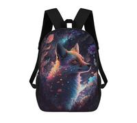 sinyumoney 3D Printing Magical Fox in Starry Night -1 Children 17 Inch School Backpacks Boys Bookbags Big Capacity Bookbag Travel Backpack Daypacks