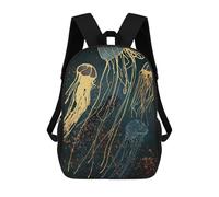sinyumoney 3D Printing Metallic Jellyfish Children 17 Inch School Backpacks Boys Bookbags Big Capacity Bookbag Travel Backpack Daypacks