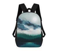 sinyumoney 3D Printing Midnight Moon Reflection Children 17 Inch School Backpacks Boys Bookbags Big Capacity Bookbag Travel Backpack Daypacks