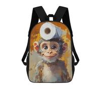 sinyumoney 3D Printing Monkey with Toilet Paper Hat Children School Backpacks Boys Bookbags Big Capacity Bookbag Travel Backpack Daypacks 17inch