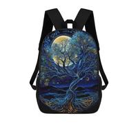 sinyumoney 3D Printing Moonlit Tree of Life Illustration Children School Backpacks Boys Bookbags Big Capacity Bookbag Travel Backpack Daypacks 17inch