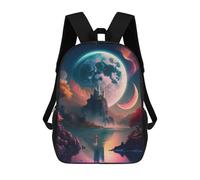 sinyumoney 3D Printing Mystical Moonlit Lake Children School Backpacks Boys Bookbags Big Capacity Bookbag Travel Backpack Daypacks 17inch