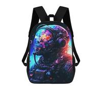 sinyumoney 3D Printing Neon Astronaut Children 17 Inch School Backpacks Boys Bookbags Big Capacity Bookbag Travel Backpack Daypacks