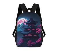 sinyumoney 3D Printing Night Pagoda Moonlit Scene Children School Backpacks Boys Bookbags Big Capacity Bookbag Travel Backpack Daypacks 17inch