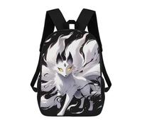 sinyumoney 3D Printing Nine-tailed Fox Digital Art Children 17 Inch School Backpacks Boys Bookbags Big Capacity Bookbag Travel Backpack Daypacks