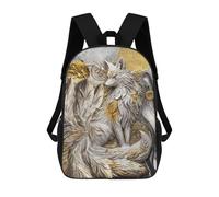 sinyumoney 3D Printing Nine Tailed Fox Elegance Children 17 Inch School Backpacks Boys Bookbags Big Capacity Bookbag Travel Backpack Daypacks