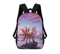 sinyumoney 3D Printing Nine-tailed Fox Under Cherry Blossoms Children 17 Inch School Backpacks Boys Bookbags Big Capacity Bookbag Travel Backpack Daypacks
