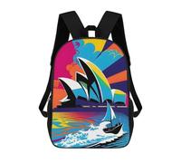 sinyumoney 3D Printing Opera Sydney Colors PopArt Children School Backpacks Boys Bookbags Big Capacity Bookbag Travel Backpack Daypacks 17inch