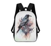 sinyumoney 3D Printing Pastel Goth Crow Painting Children School Backpacks Boys Bookbags Big Capacity Bookbag Travel Backpack Daypacks 17inch
