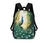 sinyumoney 3D Printing Peacock in The Forest Children School Backpacks Boys Bookbags Big Capacity Bookbag Travel Backpack Daypacks 17inch