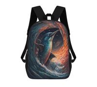 sinyumoney 3D Printing Penguin Ethereal Children School Backpacks Boys Bookbags Big Capacity Bookbag Travel Backpack Daypacks 17inch