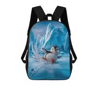 sinyumoney 3D Printing Penguin Slipping on Ice Children School Backpacks Boys Bookbags Big Capacity Bookbag Travel Backpack Daypacks 17inch