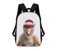 sinyumoney 3D Printing Proboscis Monkey Christmas Children School Backpacks Boys Bookbags Big Capacity Bookbag Travel Backpack Daypacks 17inch
