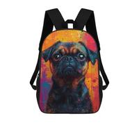sinyumoney 3D Printing Pug Portrait with Colorful Splashes Animal Dog Pet Portrait Pop Art Style Children School Backpacks Boys Bookbags Big Capacity Bookbag Travel Backpack Daypacks 17inch
