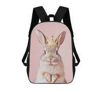 sinyumoney 3D Printing Rabbit Pastel Crown Children School Backpacks Boys Bookbags Big Capacity Bookbag Travel Backpack Daypacks 17inch