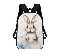 sinyumoney 3D Printing Rabbit Watercolor Children 17 Inch School Backpacks Boys Bookbags Big Capacity Bookbag Travel Backpack Daypacks