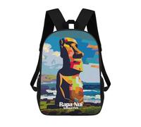 sinyumoney 3D Printing Rapa Nui National Park Chile Art Children School Backpacks Boys Bookbags Big Capacity Bookbag Travel Backpack Daypacks 17inch
