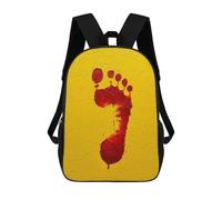 sinyumoney 3D Printing Red Footprint on Yellow Textured Background Children School Backpacks Boys Bookbags Big Capacity Bookbag Travel Backpack Daypacks 17inch