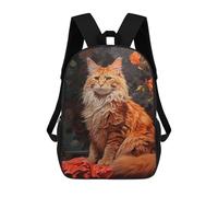 sinyumoney 3D Printing Red Tabby Maine Coon Cat Children 17 Inch School Backpacks Boys Bookbags Big Capacity Bookbag Travel Backpack Daypacks