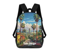 sinyumoney 3D Printing San Diego Cityscape Children School Backpacks Boys Bookbags Big Capacity Bookbag Travel Backpack Daypacks 17inch