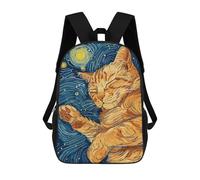 sinyumoney 3D Printing Sleeping Cat Starry Night Art Children School Backpacks Boys Bookbags Big Capacity Bookbag Travel Backpack Daypacks 17inch