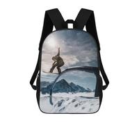 sinyumoney 3D Printing Snowboarder on Rail Children School Backpacks Boys Bookbags Big Capacity Bookbag Travel Backpack Daypacks 17inch