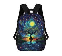 sinyumoney 3D Printing Starry Night Tree Children School Backpacks Boys Bookbags Big Capacity Bookbag Travel Backpack Daypacks 17inch