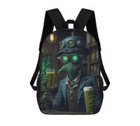 sinyumoney 3D Printing Steampunk Beer Alien Pub Children School Backpacks Boys Bookbags Big Capacity Bookbag Travel Backpack Daypacks 17inch