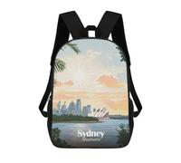 sinyumoney 3D Printing Sydney Opera House Sunset Children School Backpacks Boys Bookbags Big Capacity Bookbag Travel Backpack Daypacks 17inch