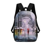 sinyumoney 3D Printing The First Snow in Paris Children School Backpacks Boys Bookbags Big Capacity Bookbag Travel Backpack Daypacks 17inch