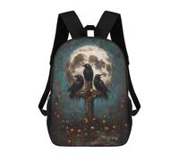 sinyumoney 3D Printing Three Ravens on Cross with Moon Children School Backpacks Boys Bookbags Big Capacity Bookbag Travel Backpack Daypacks 17inch