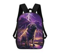 sinyumoney 3D Printing Thundering Pug Majesty -1 Children 17 Inch School Backpacks Boys Bookbags Big Capacity Bookbag Travel Backpack Daypacks